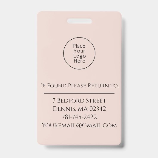 Blush Pink Script Logo Photo Makeup Badge バッジ (裏面)