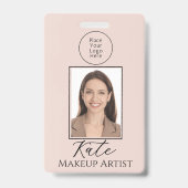 Blush Pink Script Logo Photo Makeup Badge バッジ (正面)