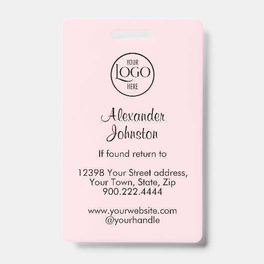 Blush Pink Script Logo Photo Makeup Badge バッジ (裏面)