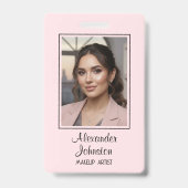 Blush Pink Script Logo Photo Makeup Badge バッジ (表面)