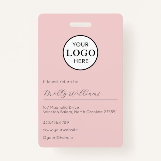 Blush Pink Script Logo Photo Makeup Badge バッジ (裏面)