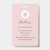 Blush Pink Script Logo Photo Makeup Badge Custom バッジ (裏面)