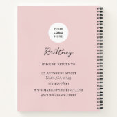 Blush Pink Script Logo Photo Makeup Customizable ノートブック (裏面)
