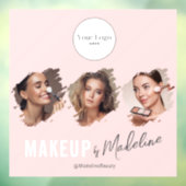 Blush Pink Script Logo Photo Makeup Studio ウィンドウサイン (シート3)