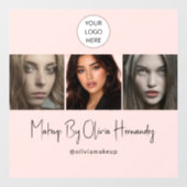 Blush Pink Script Logo Photo Makeup Studio ウィンドウサイン (シート)