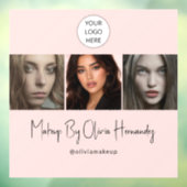 Blush Pink Script Logo Photo Makeup Studio ウィンドウサイン (シート3)