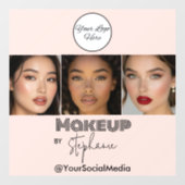 Blush Pink Script Logo Photo Makeup Studio ウィンドウサイン (シート)