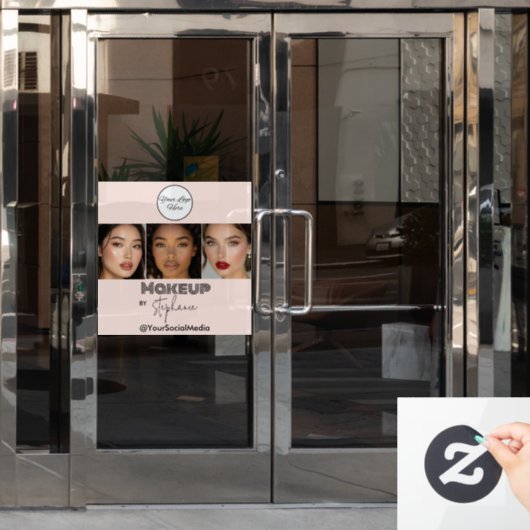 Blush Pink Script Logo Photo Makeup Studio ウィンドウサイン (オフィスドア)