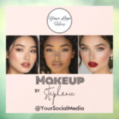 Blush Pink Script Logo Photo Makeup Studio ウィンドウサイン (シート3)