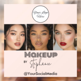 Blush Pink Script Logo Photo Makeup Studio ウィンドウサイン