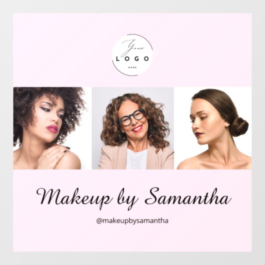 Blush Pink Script Logo Photo Makeup Studio ウィンドウサイン (シート)