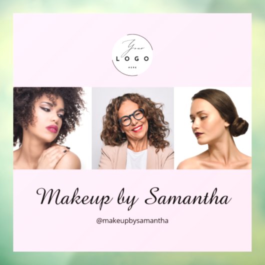 Blush Pink Script Logo Photo Makeup Studio ウィンドウサイン (シート3)