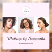 Blush Pink Script Logo Photo Makeup Studio ウィンドウサイン (シート2)