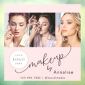 Blush Pink Script Logo Photo Makeup Studio ウィンドウサイン (シート3)