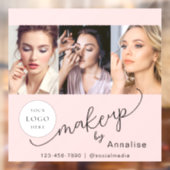 Blush Pink Script Logo Photo Makeup Studio ウィンドウサイン (シート2)