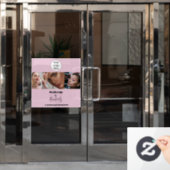 Blush Pink Script Logo Photo Makeup Studio ウィンドウサイン (オフィスドア)