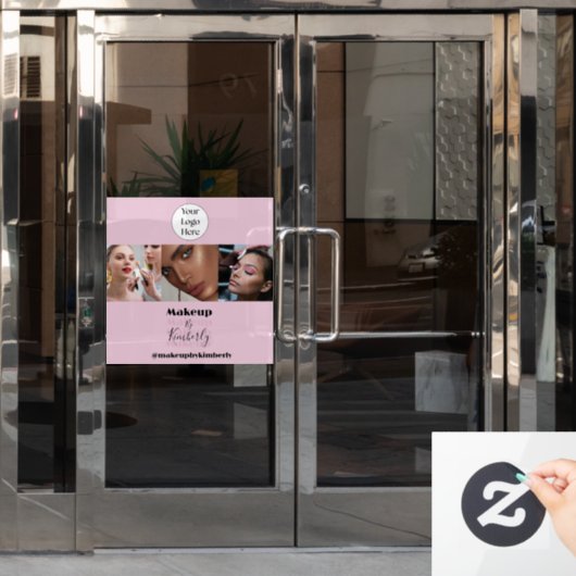 Blush Pink Script Logo Photo Makeup Studio ウィンドウサイン (オフィスドア)