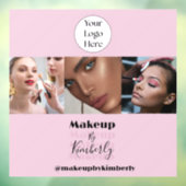 Blush Pink Script Logo Photo Makeup Studio ウィンドウサイン (シート3)