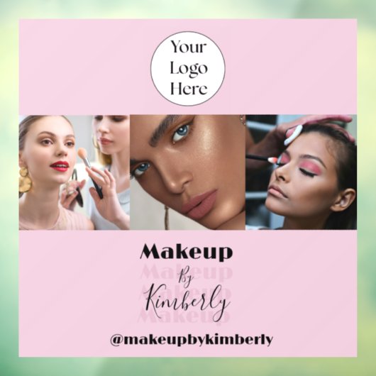 Blush Pink Script Logo Photo Makeup Studio ウィンドウサイン (シート3)