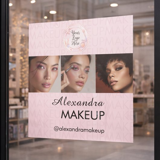 Blush Pink Script Logo Photo Makeup Studio ウィンドウサイン