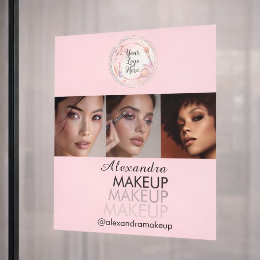 Blush Pink Script Logo Photo Makeup Studio ウィンドウサイン