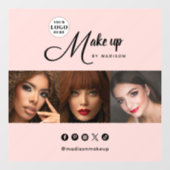 Blush Pink Script Logo Photo Makeup Studio ウィンドウサイン (シート)