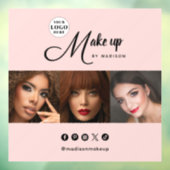 Blush Pink Script Logo Photo Makeup Studio ウィンドウサイン (シート3)