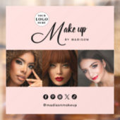 Blush Pink Script Logo Photo Makeup Studio ウィンドウサイン (シート2)