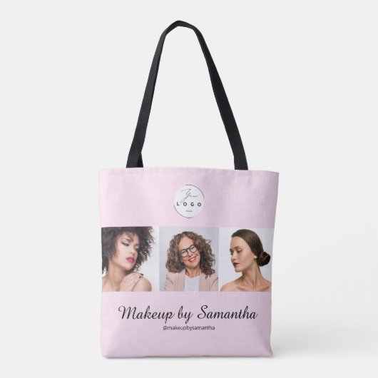 Blush Pink Script Logo Photo Makeup Studio トートバッグ (裏面)