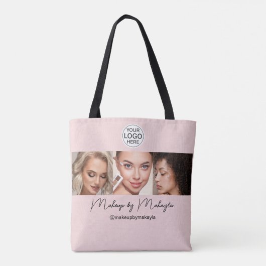 Blush Pink Script Logo Photo Makeup Studio トートバッグ (裏面)
