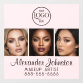 Blush Pink Script Logo Photo Makeup Studio Window ウィンドウサイン (シート)