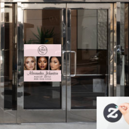 Blush Pink Script Logo Photo Makeup Studio Window ウィンドウサイン