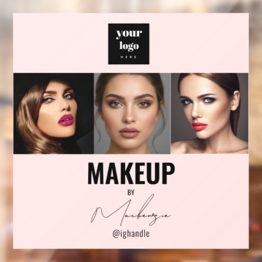 Blush Pink Script Logo Photo Makeup Studio Window  ウィンドウサイン (シート2)