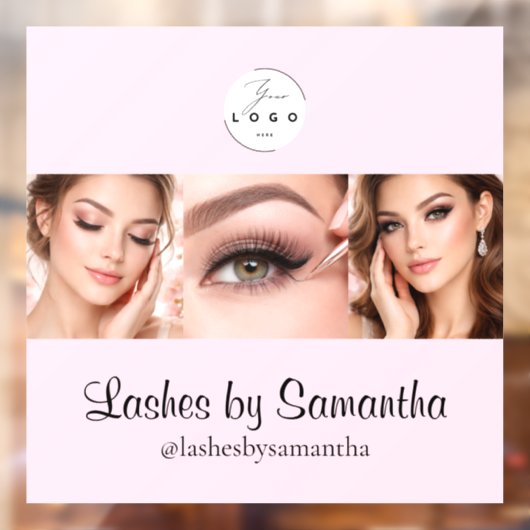 Blush Pink Script Logo Photo Makeup Studio Window ウィンドウサイン (シート2)