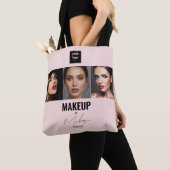 Blush Pink Script Logo Photo Makeup Studio Window  トートバッグ (クローズアップ)