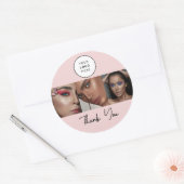 Blush Pink Script Logo Photo Makeup Thank You  ラウンドシール (封筒)