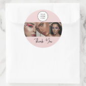 Blush Pink Script Logo Photo Makeup Thank You  ラウンドシール (バッグ)