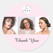 Blush Pink Script Logo Photo Makeup Thank You ラウンドシール (正面)