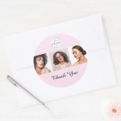 Blush Pink Script Logo Photo Makeup Thank You ラウンドシール (封筒)