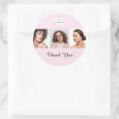 Blush Pink Script Logo Photo Makeup Thank You ラウンドシール (バッグ)