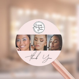 Blush Pink Script Logo Photo Makeup Thank You  ラウンドシール