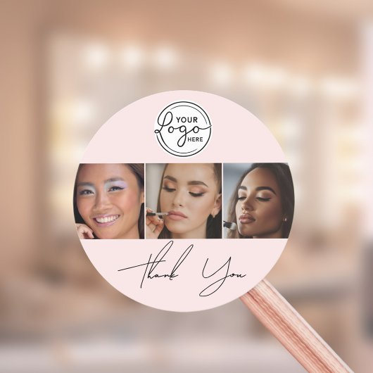 Blush Pink Script Logo Photo Makeup Thank You  ラウンドシール