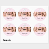 Blush Pink Script Logo Photo Makeup Thank You ラウンドシール (シート)
