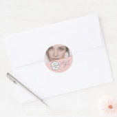 Blush Pink Script Logo Photo Makeup Thank You Clas ラウンドシール (封筒)