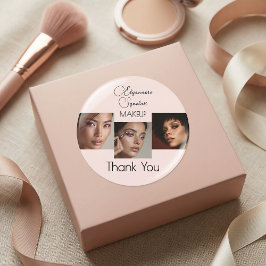 Blush Pink Script Logo Photo Makeup Thank You Clas ラウンドシール