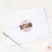 Blush Pink Script Logo Photo Nail Salon Thank You  ラウンドシール (封筒)