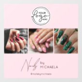 Blush Pink Script Logo Photo Nail Studio  ウィンドウサイン (シート)