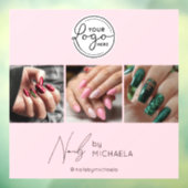 Blush Pink Script Logo Photo Nail Studio  ウィンドウサイン (シート3)
