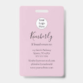 Blush Pink Script Logo Photo Nails バッジ (裏面)