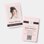 Blush Pink Script Logo Photo QR Code Makeup バッジ (正面＆裏面)